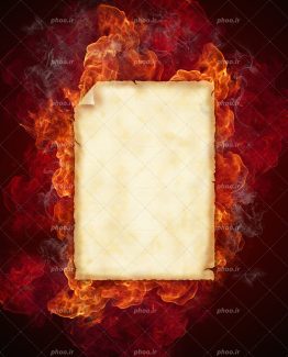 عکس با کیفیت برگه در حال آتش گرفتن و بک گراند قرمز