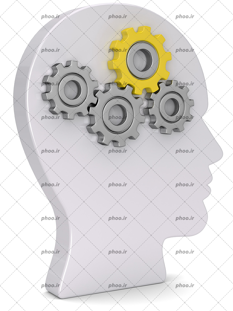 عکس با کیفیت چرخ دنده های خاکستری و زرد در سر انسان