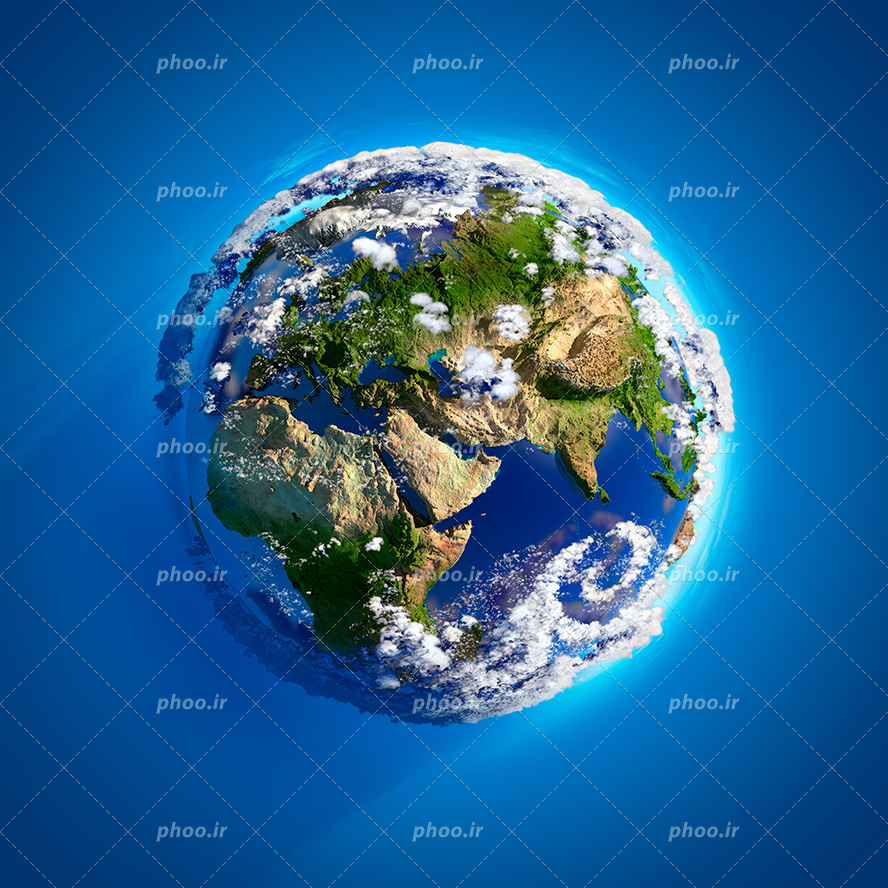 عکس با کیفیت کره زمین غرق در آب و خاورمیانه شناور بر روی آب