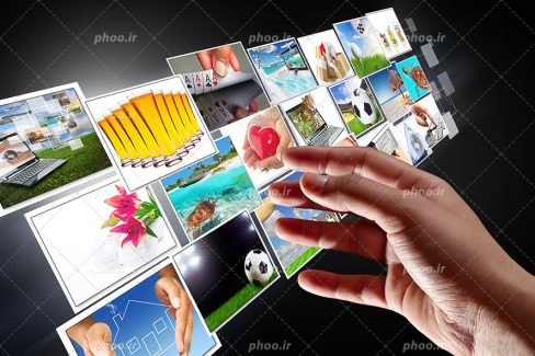 عکس با کیفیت مرد در حال انتخاب عکس با موضوعات متفاوت