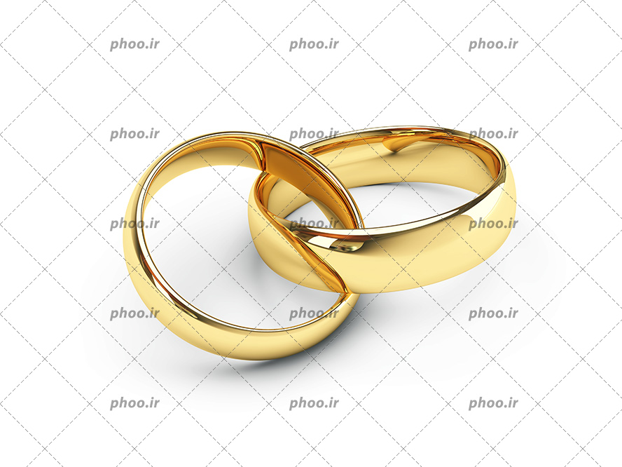 عکس با کیفیت دو حلقه طلایی زیبا گره خورده در هم