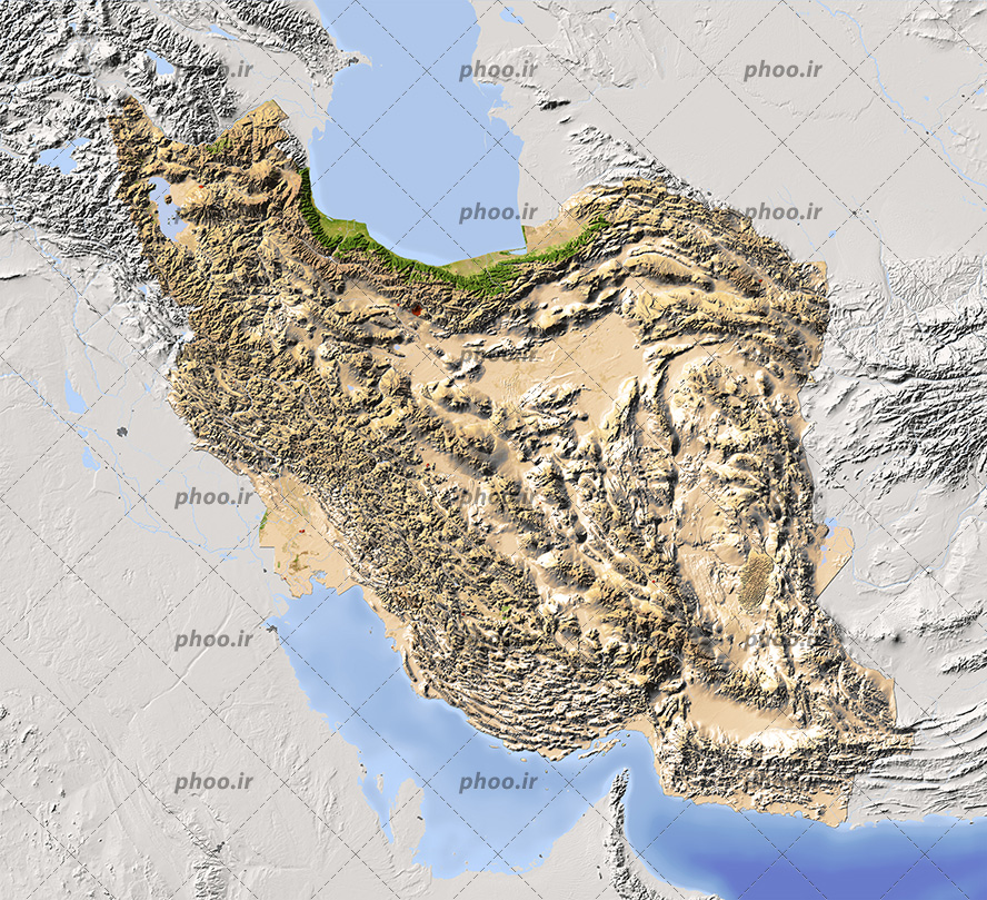 عکس با کیفیت نشان دادن کوهستان ها و دشت ها در نقشه ایران