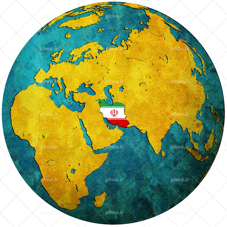 عکس با کیفیت کره زمین در حال نشان دادن خاورمیانه و کشور ایران نشان داده شده با نقشه ایران