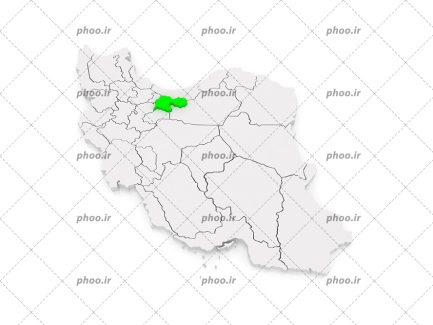 عکس با کیفیت نقشه ایران به رنگ خاکستری و نشان دادن شهر تهران به رنگ سبز