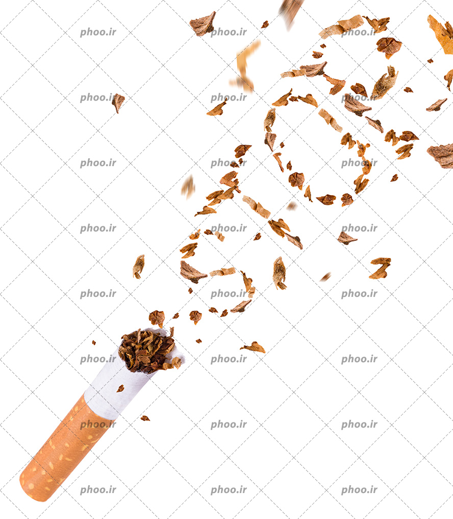عکس با کیفیت سیگار در کنار کلمه انگلیسی (stop)به معنی توقف در پس زمینه سفید