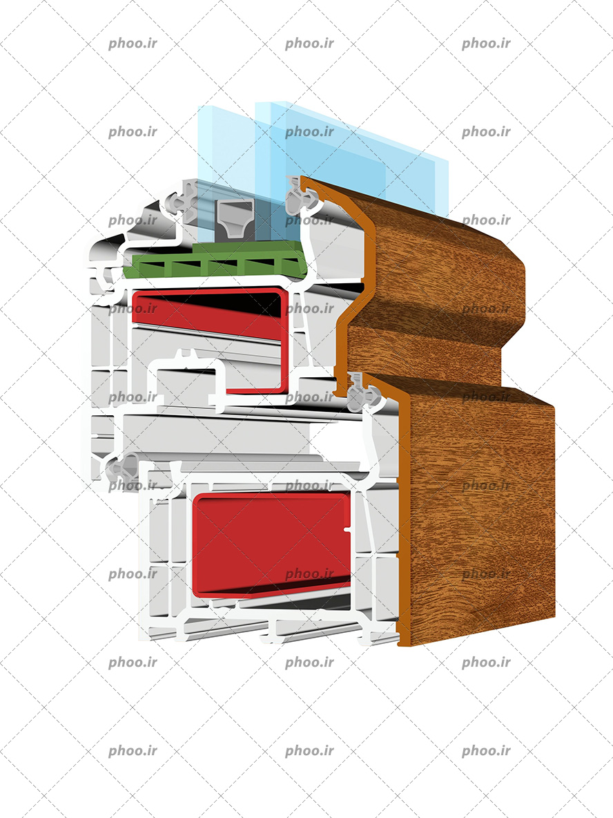 عکس با کیفیت نمایی از برش پرنجره دوجداره از نمای نزدیک