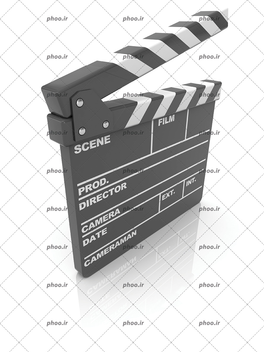 عکس با کیفیت کلاکت فیلم برداری در پس زمینه سفید