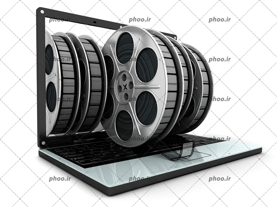 عکس با کیفیت رول فیلم بیرون آمده از صفحه ی لپ تاپ