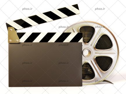 عکس با کیفیت رول فیلم پشت کلاکت در پس زمینه سفید