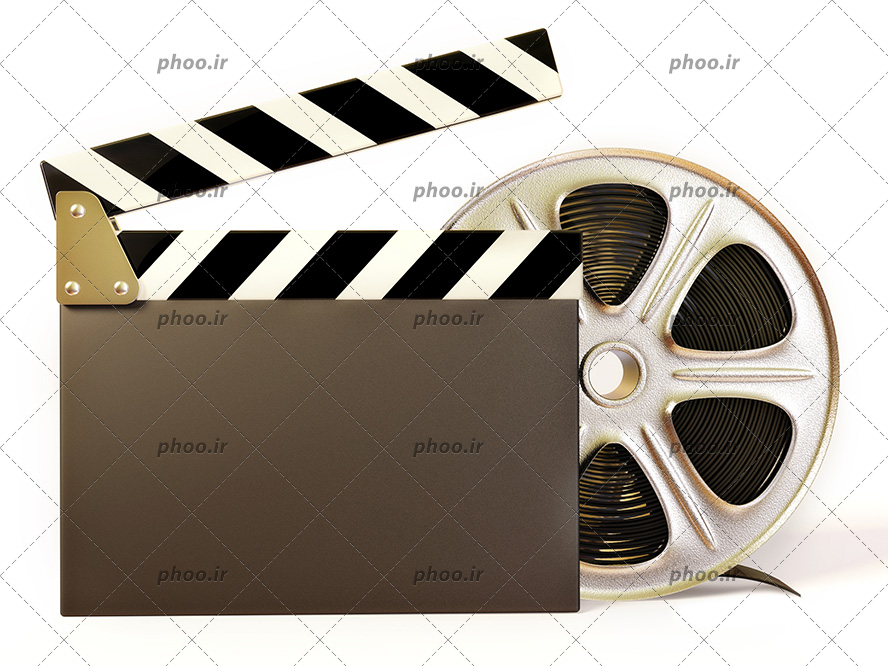 عکس با کیفیت رول فیلم پشت کلاکت در پس زمینه سفید