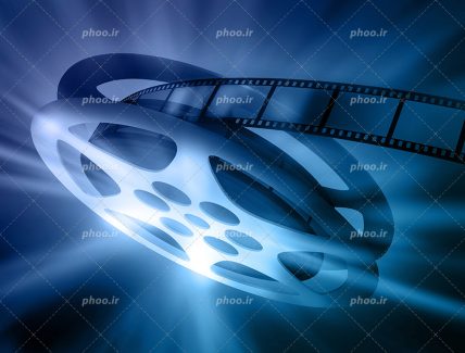 عکس با کیفیت رول فیلم در حال درخشش در فضای تاریک