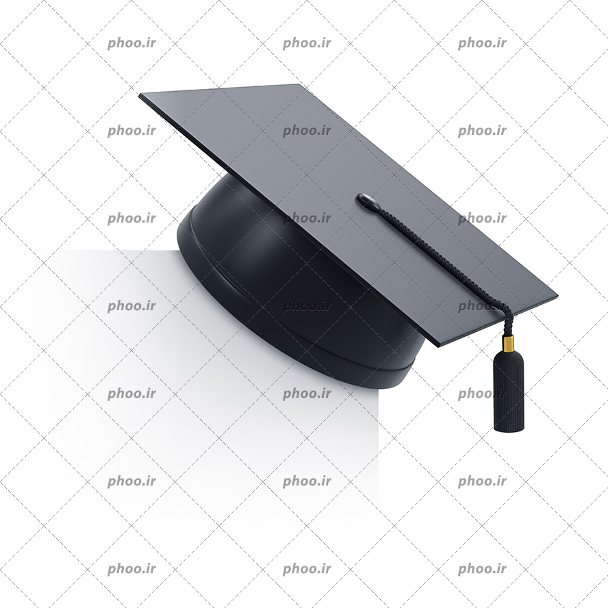 عکس با کیفیت کلاه مشکی فارغ التحصیلی در پس زمینه سفید رنگ