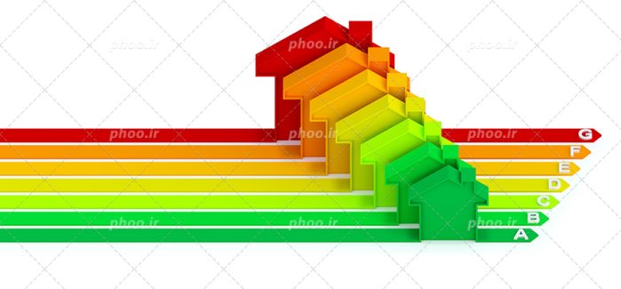 عکس با کیفیت خط های رنگارنگ در کنار یکدیگر و به وجود آمدن خانه های رنگارنگ به معنی برچسب انرژی