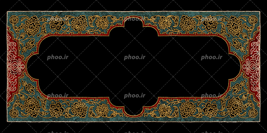 عکس با کیفیت کادر به رنگ مشکی در قاب زیبا مزین با نقوش اسلیمی