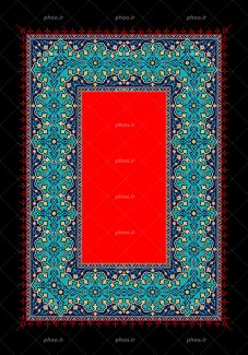 عکس با کیفیت پس زمینه به رنگ مشکی قاب زیبا با زمینه به رنگ فیروزه ای با خطوط اسلیمی و زمینه قاب به رنگ قرمز