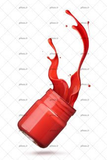 عکس با کیفیت قوطی شیشه ای رنگ به رنگ قرمز