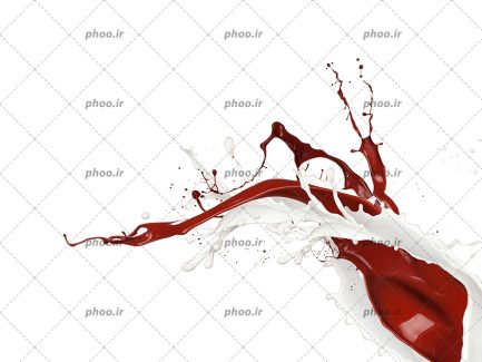 عکس با کیفیت قاطی شدن رنگ قرمز و سفید در هم و پس زمینه به رنگ سفید