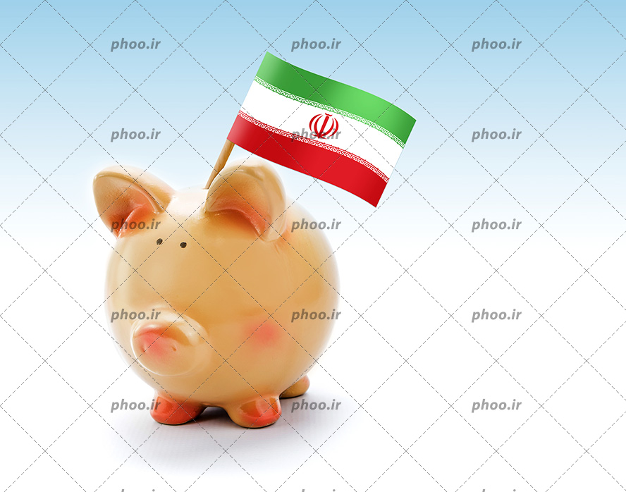 عکس با کیفیت پرچم ایران قرار گرفته بر روی خوک عروسکی