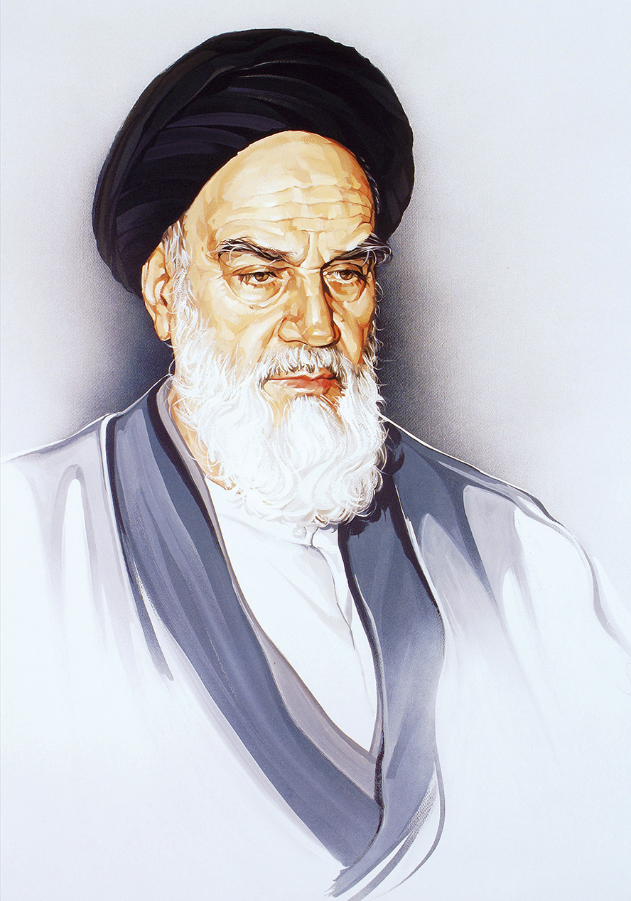 عکس با کیفیت نقاشی آبرنگی چهره ی امام خمینی (ره)