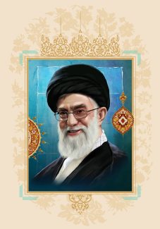 عکس با کیفیت قاب زیبا تزئین شده با تذهیب و تصویر زیبای حضرت خامنه ای وسط قاب