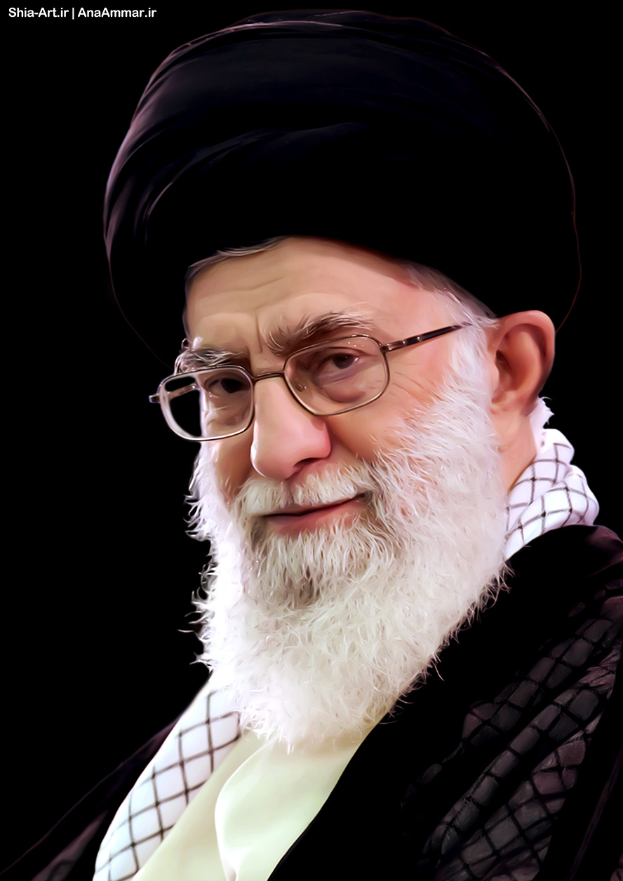 عکس با کیفیت چهره آیت الله خمینی با عبا و عمامه مشکی در پس زمینه سیاه