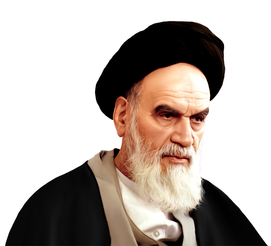 عکس با کیفیت چهره امام خمینی (ره) در زاویه سه رخ در پس زمینه سفید