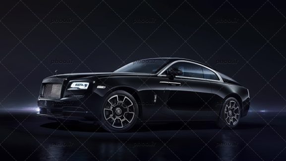 عکس با کیفیت خودرو زیبا و بسیار لوکس به رنگ مشکی در پس زمینه تیره