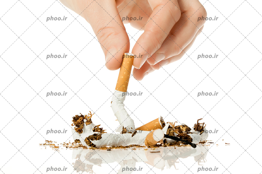 عکس با کیفیت مرد در حال له کردن سیگار ها