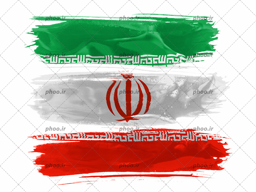 عکس پرچم ایران که با آبرنگ نقاشی شده است