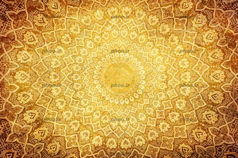 عکس طرح اسلامی با نقش های روی آن و دایره هایی از کوچک به بزرگ