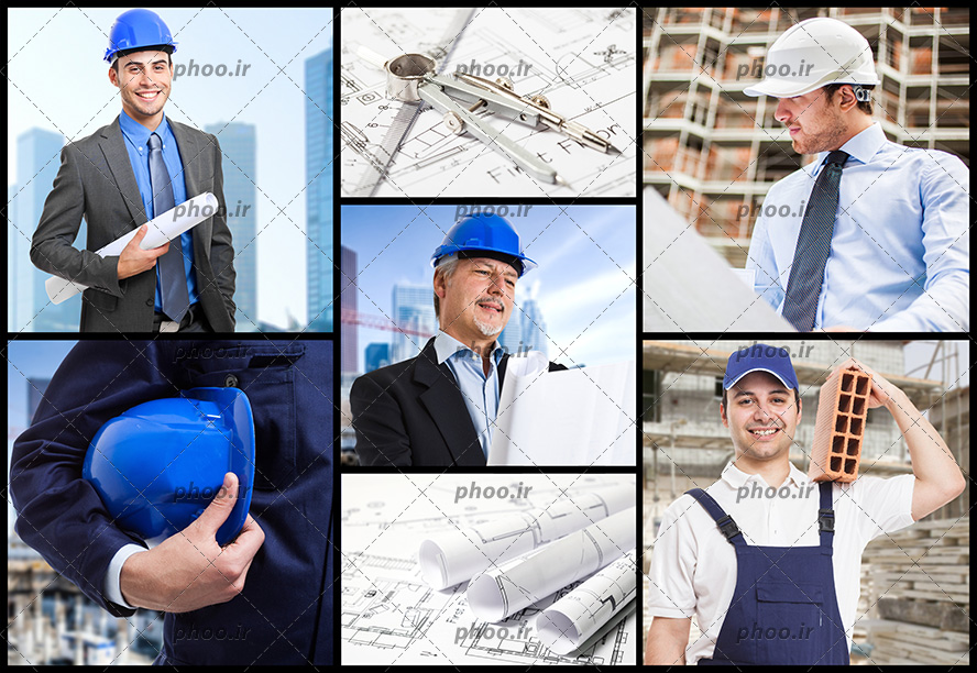 عکس کارگران و مهندسان ساختمان درحال کار و نظارت