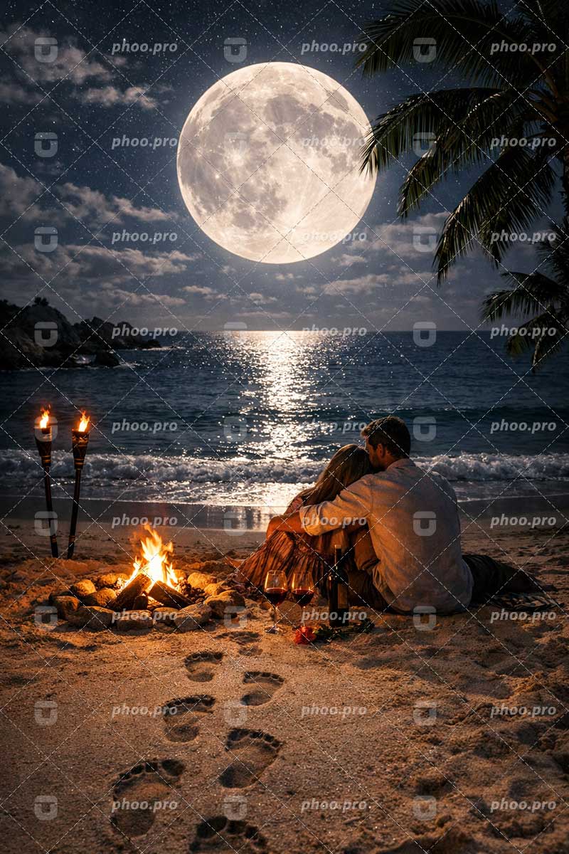 شبی رویایی زیر نور ماه؛ آرامش در کنار ساحل