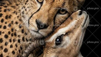 یوزپلنگ و آهو در پسزمینه تاریک