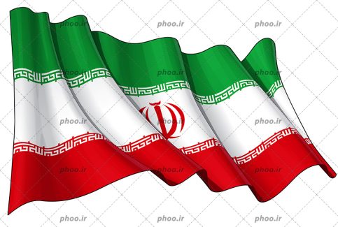 عکس با کیفیت نقاشی دیجیتالی پرچم ایران چین خورده به دلیل وزش باد