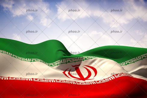 عکس با کیفیت پرچم زیبای ایران در آسمان آبی