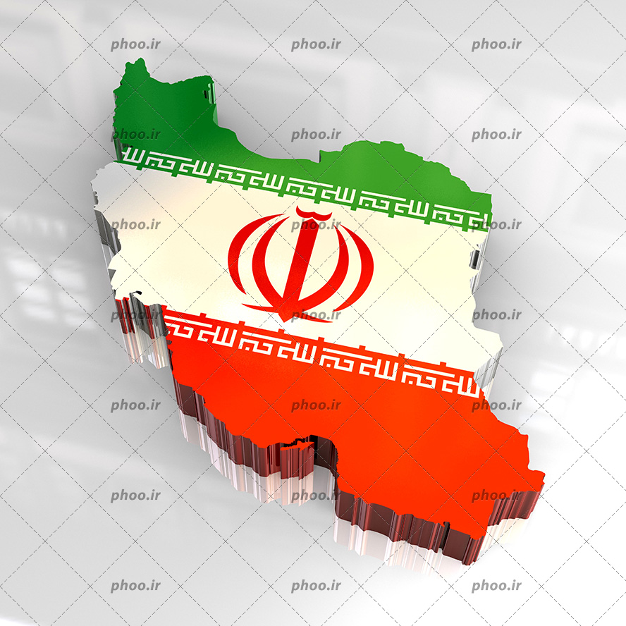عکس با کیفیت پرچم ایران به شکل نقشه ایران به شکل سه بعدی