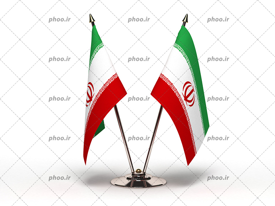 عکس با کیفیت دو پرچم ایران مناسب برای قرار گرفتن بر روی میز اداره ها و میز ریاست جمهوری