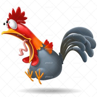 عکس با کیفیت کاراکتر خروس ترسیده در حال جیغ کشیدن