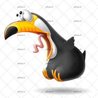 عکس با کیفیت کاراکتر پنگوئن پادشاده ترسیده و در حال جیغ کشیدن