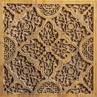 عکس با کیفیت کاغذ دیواری با طرح و نقش هندسی با گل ها و خط های اسلیمی زیبا مناسب برای دیوار های مساجد و مکان های زیارتی