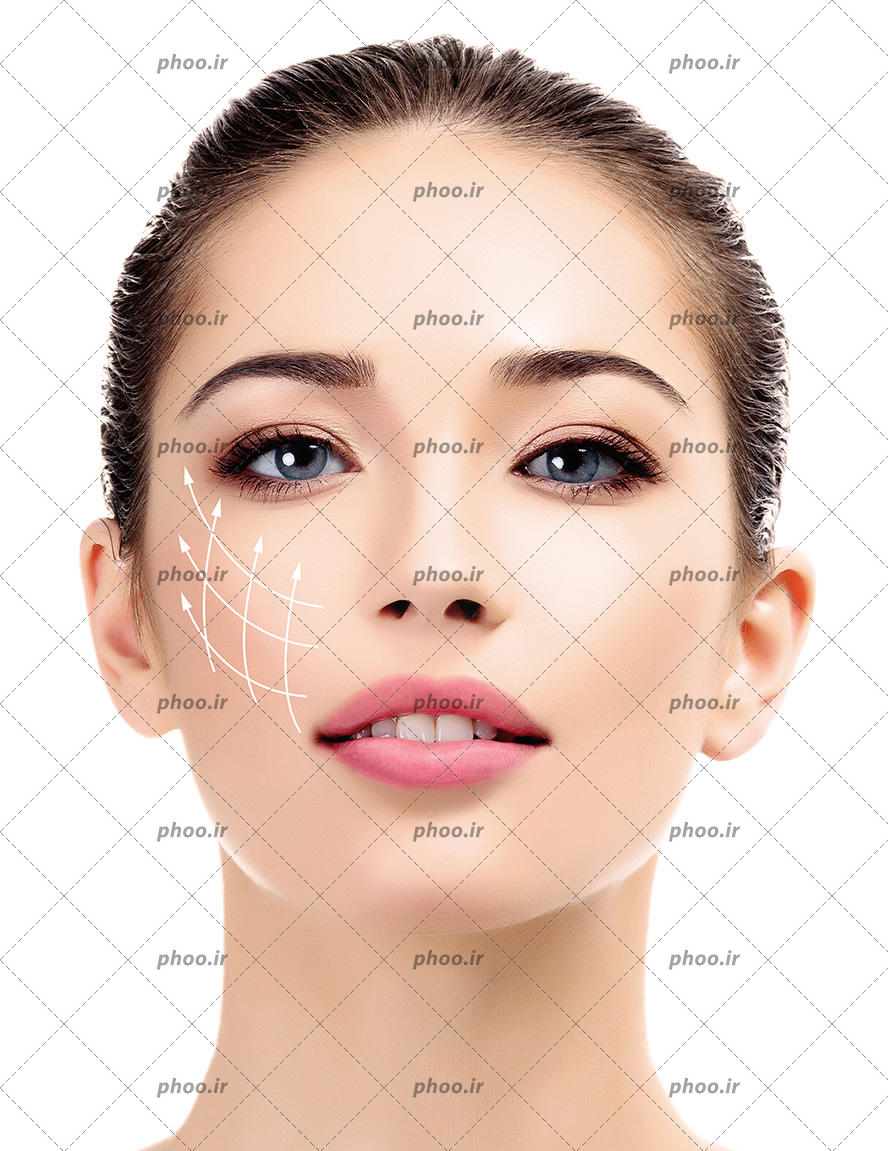 عکس مدل زن با آرایش در زمینه سفید