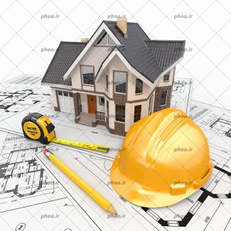 عکس وسایل و ابزار های نقشه کشی ساختمان با زمینه سفید