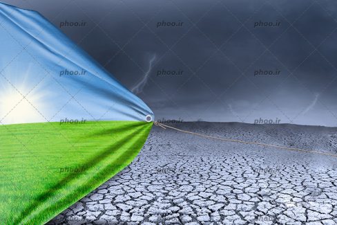عکس با کیفیت بیابان خشک در حال تبدیل به زمین سبز
