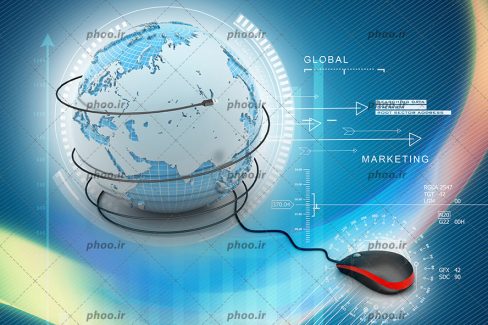 عکس کره زمین آبی و موس بدور آن