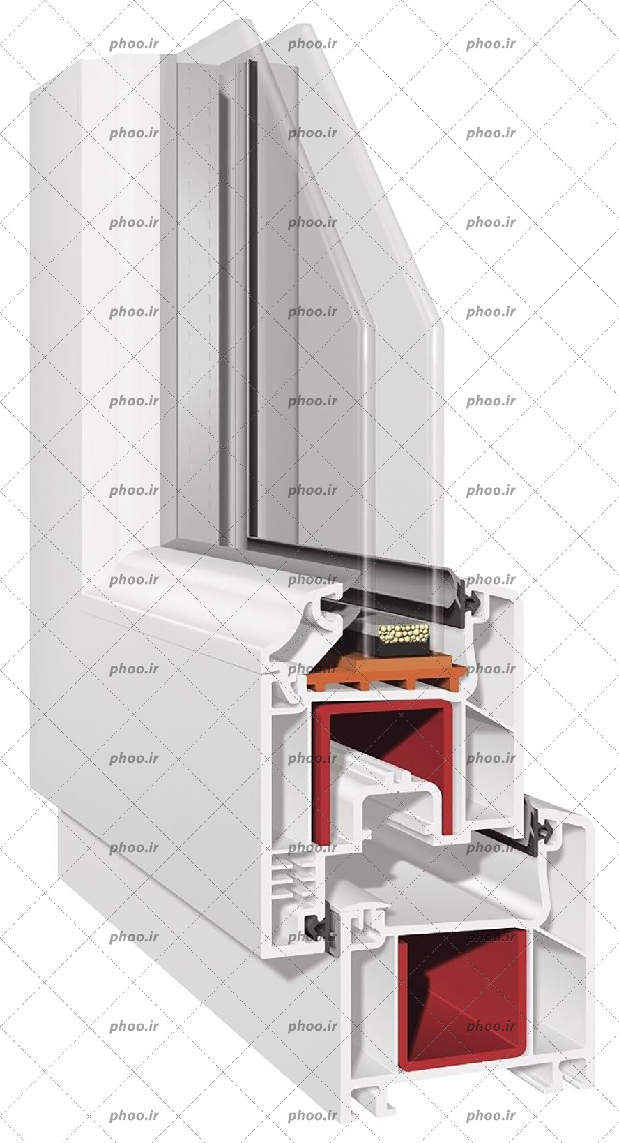 عکس با کیفیت ساختار پنجره دوجداره از نمای نزدیک