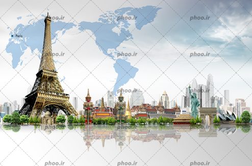 عکس با کیفیت برج ایفل در کنار دیگر اماکن دیدنی جهان