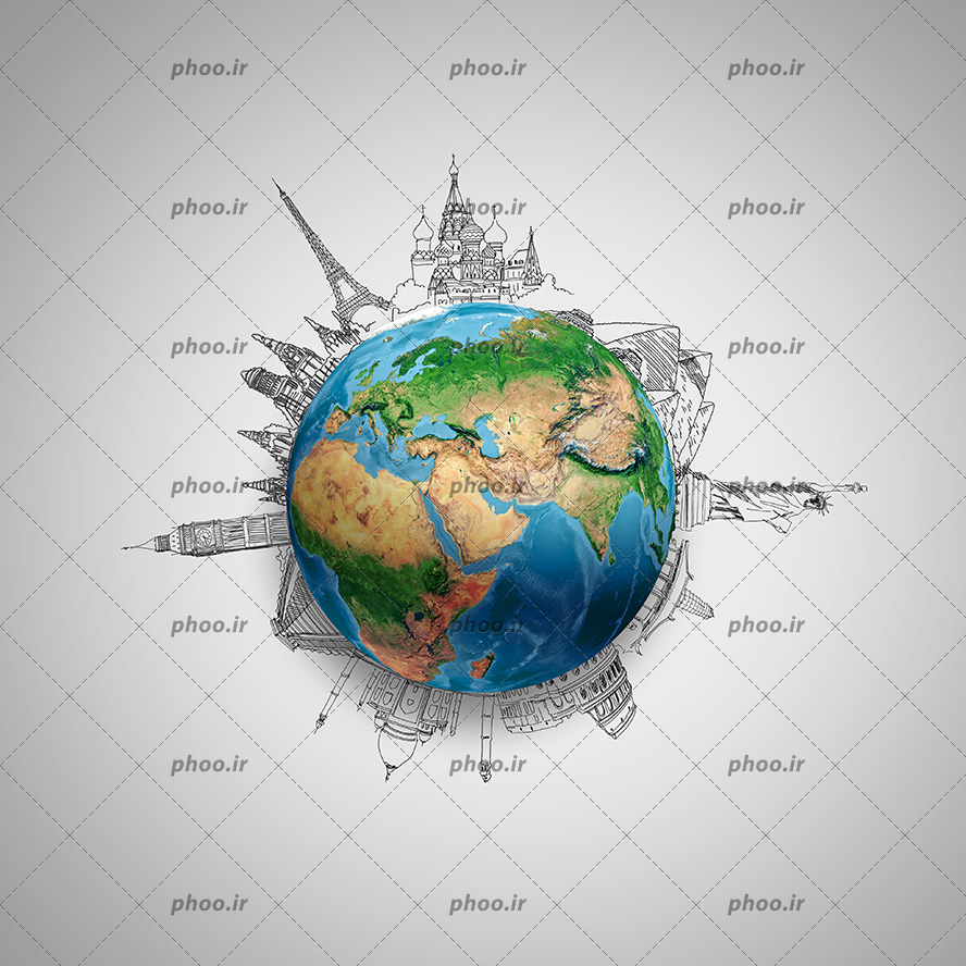 عکس با کیفیت اسکیس مکان های دیدنی به دور کره ی زمین