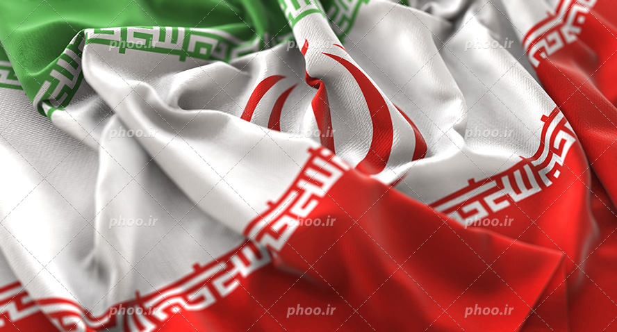 عکس با کیفیت چین خوردگی پرچم ایران از نمای نزدیک