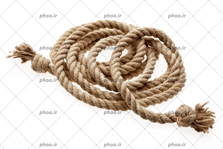 عکس با کیفیت طنابی که دو سر آن گره خورده است در پس زمینه سفید