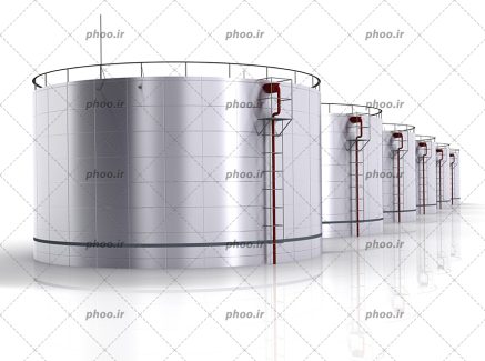 عکس با کیفیت مخازن ذخیره سازی نفت در یک پس زمینه سفید